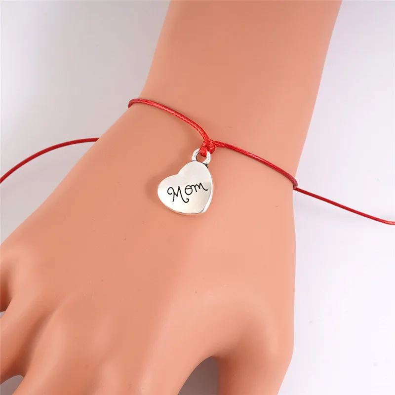 

Mother'S Day Bracelet European And American Creative Personality Wax Thread Woven Mom Love Card Bracelet Bracelet, Picture shows