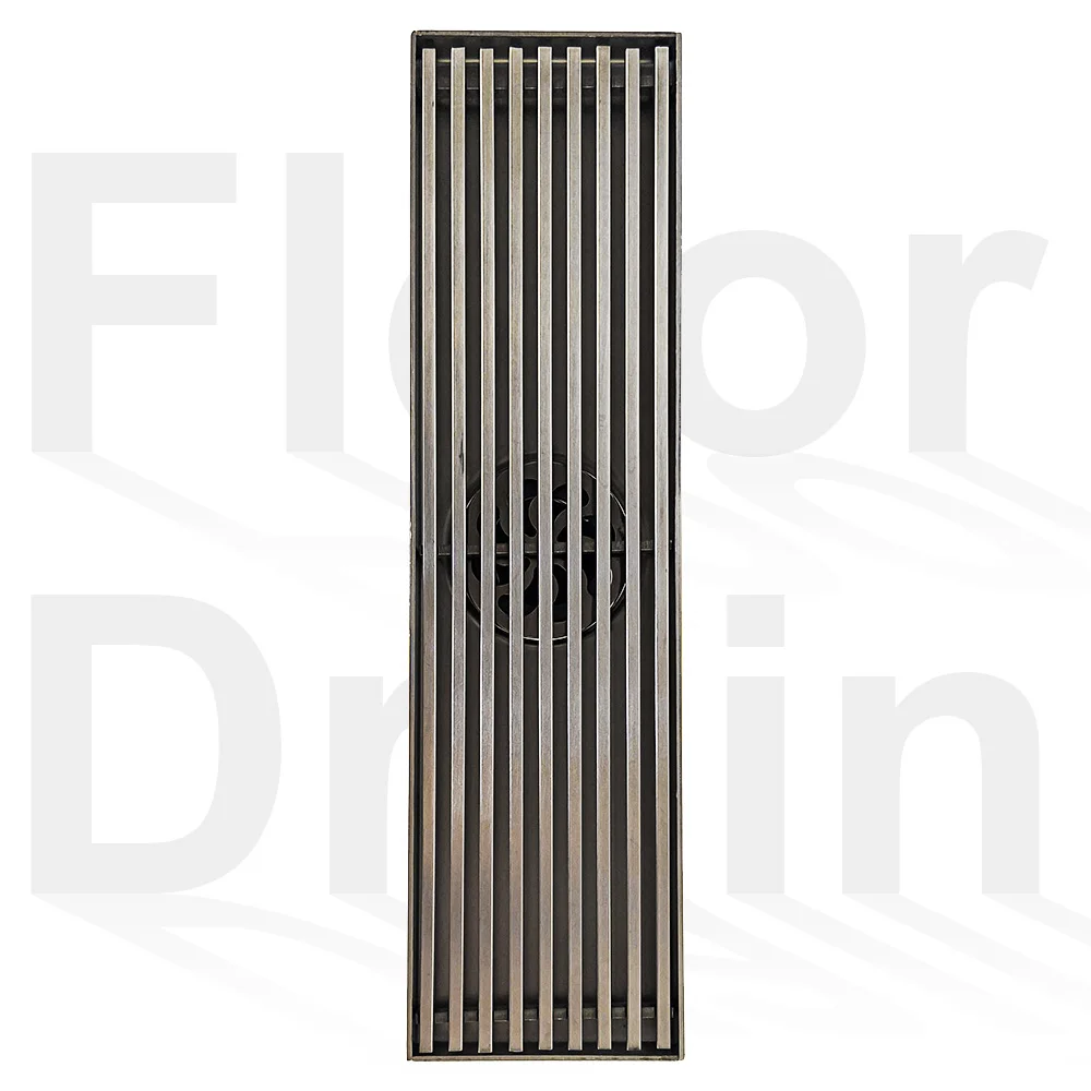 

MCBKRPDIO Stainless Steel SS 304 Invisible Shower Black Gold Long Channel Linear Bathroom Anti Odor Tile Insert Floor Drain