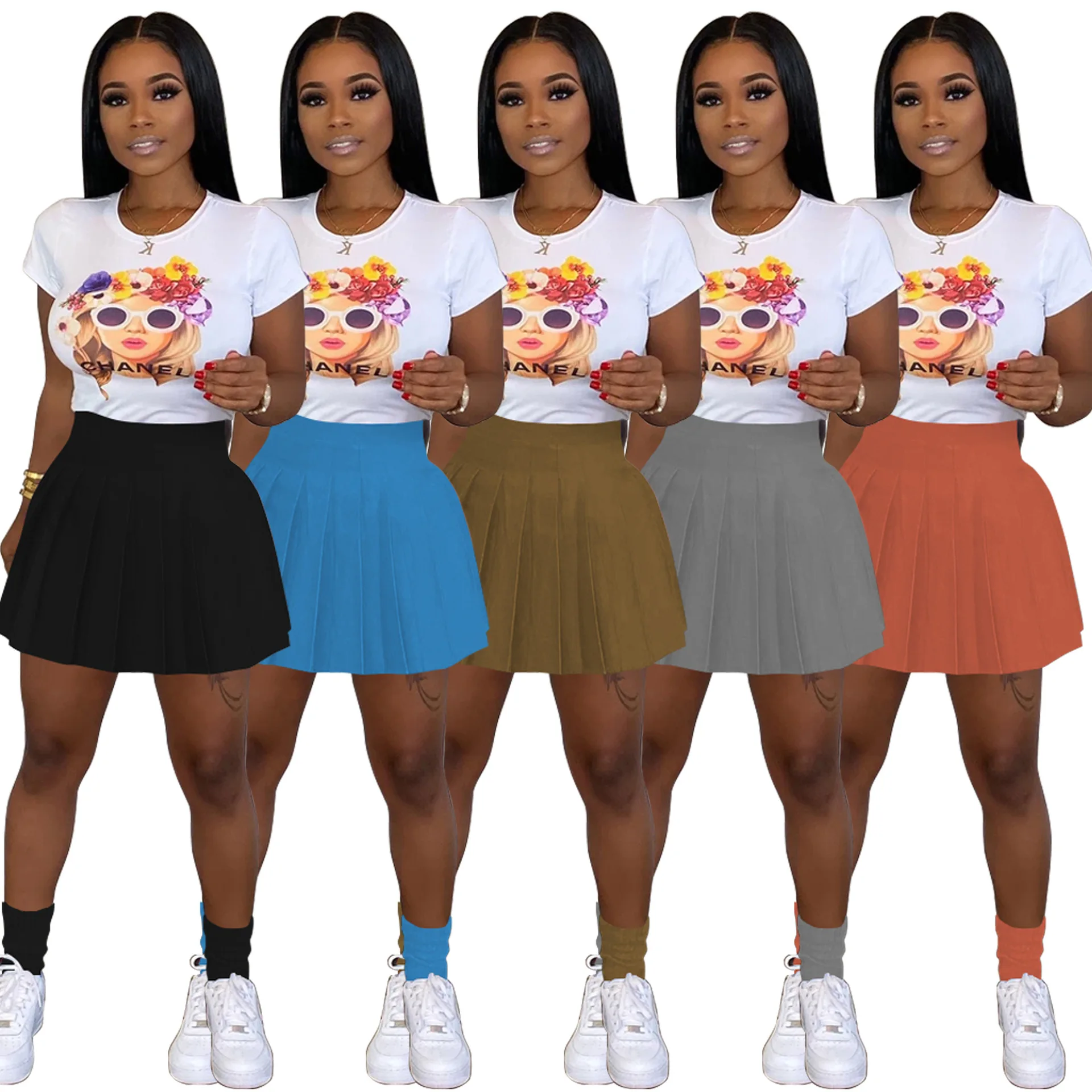 

SY-XQ279 2021 New Arrival Spring Summer Solid Skirt High Waist Mini Skirt Women's Fashion Slim Waist Casual Sweet Girls Skirts