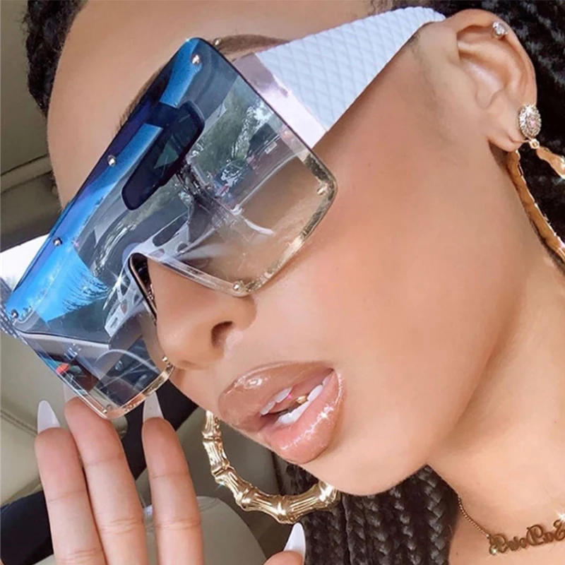 

NX8003 2021 Cool Clear Ice Blue Oversized Rimless Square Frames Mens Shades Sunglasses Sun Glasses Women