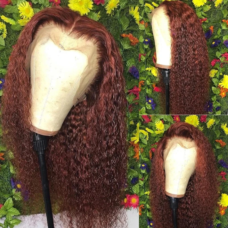 

Brown Color Deep Curly Wave Cuticle Aligned Human Hair Honey Blonde Lace Front Wigs