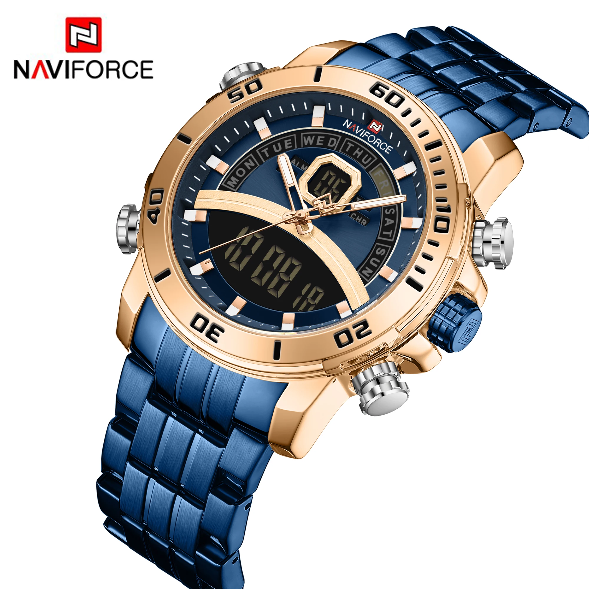 

Discount NAVIFORCE 9181 Luxury Men Sports Watches Military Digital Chronograph Quartz Wristwatch Waterproof Relogio Masculino