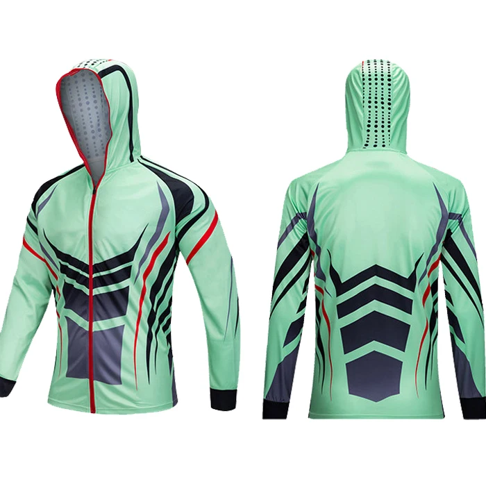 Wholesale 2020 New Design Sublimated Long Sleeve Fishing Wear Shirt With Hood Breathable Fishing Jersey