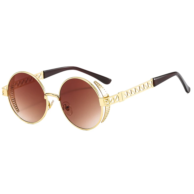 

Twooo 22027 Fashion Shades Round Metal Frame Steampunk Men Sunglasses 2022