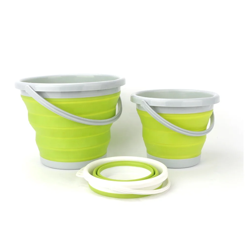 

Hot selling 10L round silicone collapsible plastic bucket, Orange, blue, green, rose red
