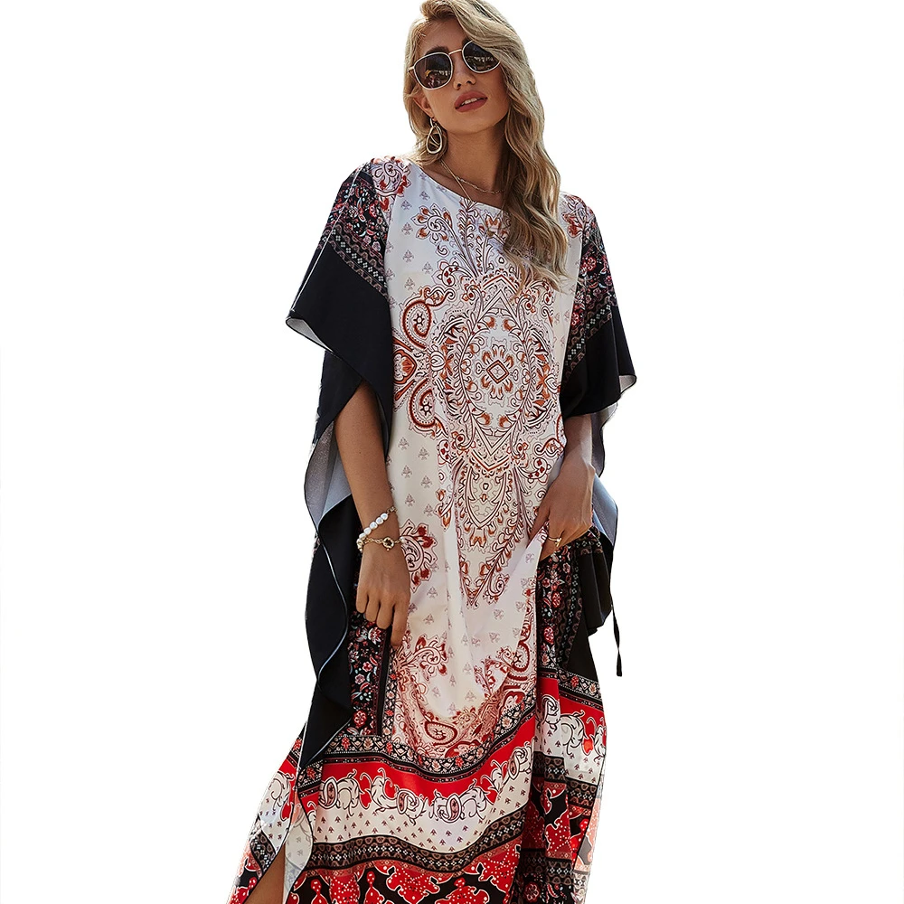 

wholesale Summer Designer fashion lady robe Casual Womans long maxi Dress kaftan dresses for women clothing wear