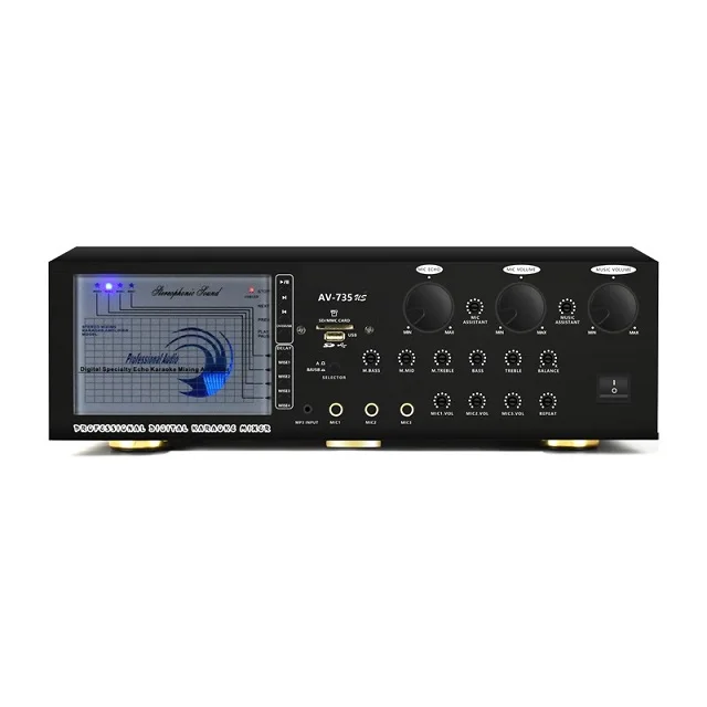 

1000w Powered Karaoke Mixer Amplifier w/USB/Echopower tube amplifier AV-735US, Black