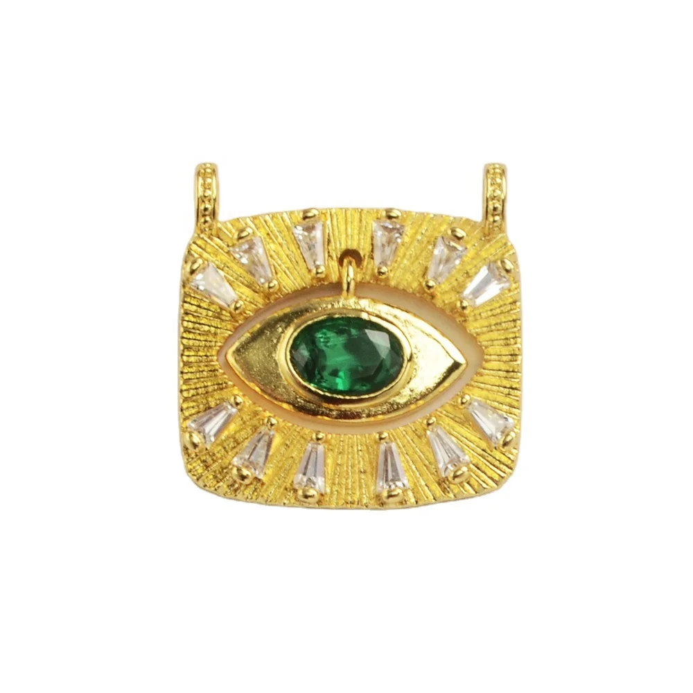 

WX1926 Gold plated green CZ pave evil eye pendant jewelry for Necklace DIY