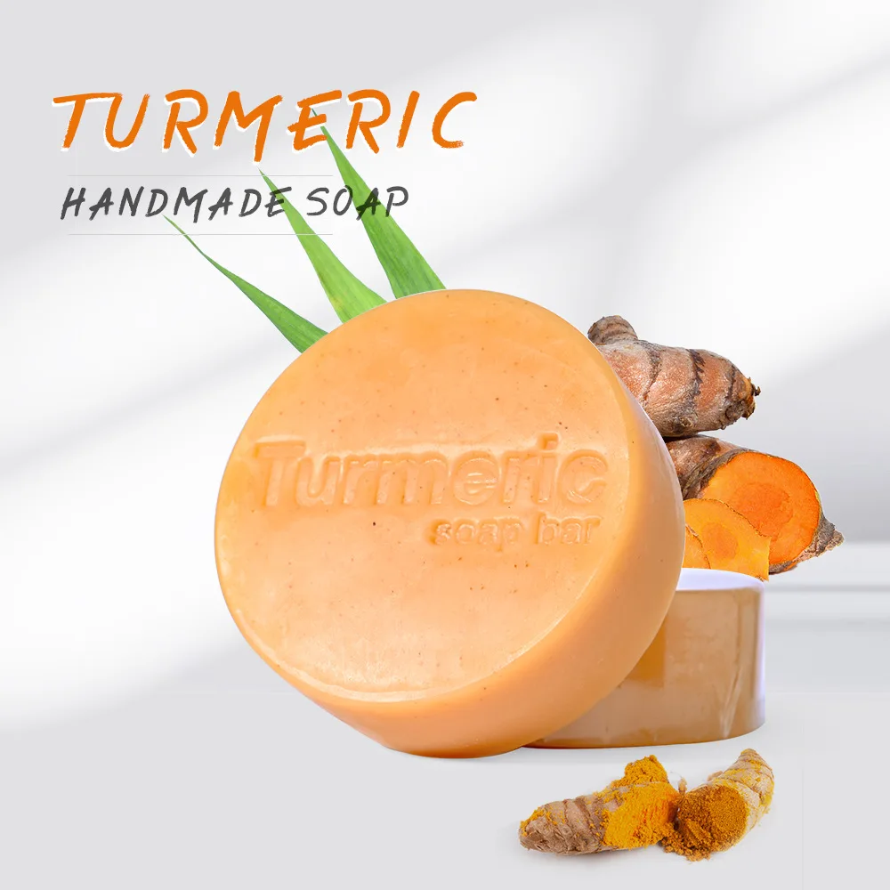 

Wholesale 100g turmeric handmade soap cleansing bath soap factory direct sales