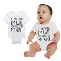 

100% Cotton baby onesie Infant short-sleeve white letter print baby rompers