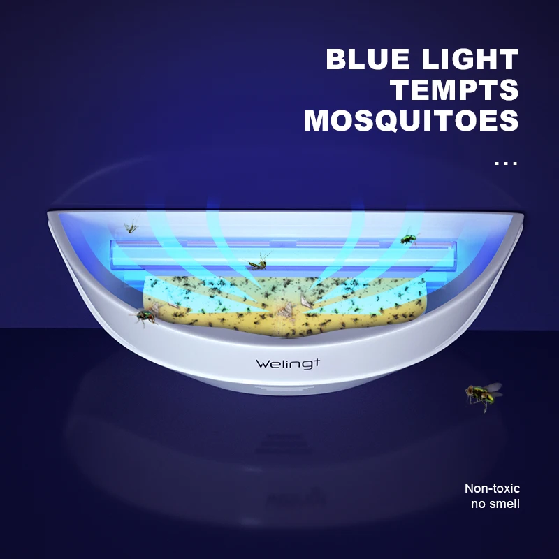 

2021 New Multifunctional Insect Sticky Trap Glue Health Uv Led Electric Power Wall-Mounted Mosquito Killer Lamp For Indoor, White