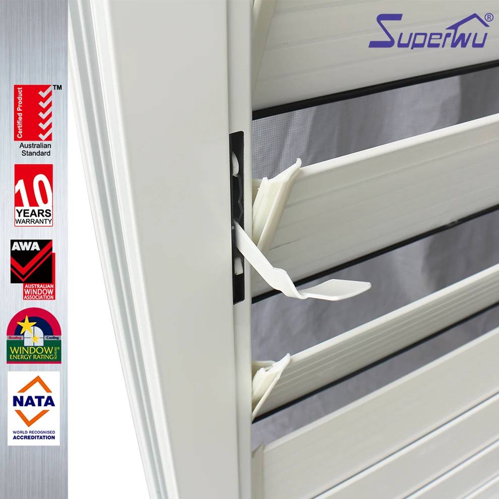 Aluminum louver window with adjustable blades shutter window double glazed window with mesh