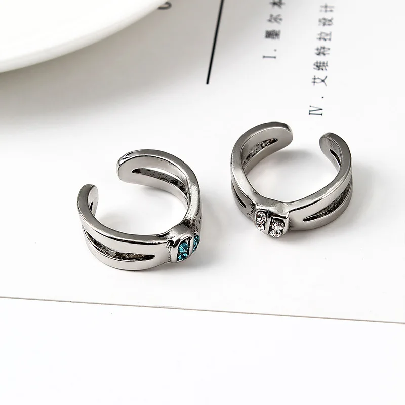 

Weihao Hot Selling Fashion Silver Plated Alloy Ring Silver Couple Ring Geometric Ring, As picture show