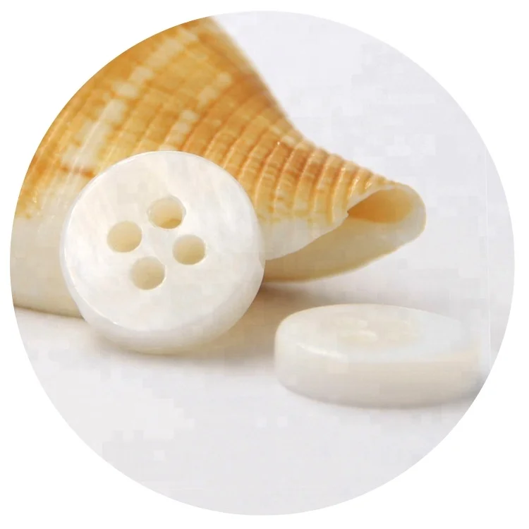 

SK Factory Custom 4 Hole White Round Sewing Natural River Shell colored shirt buttons For Shirts