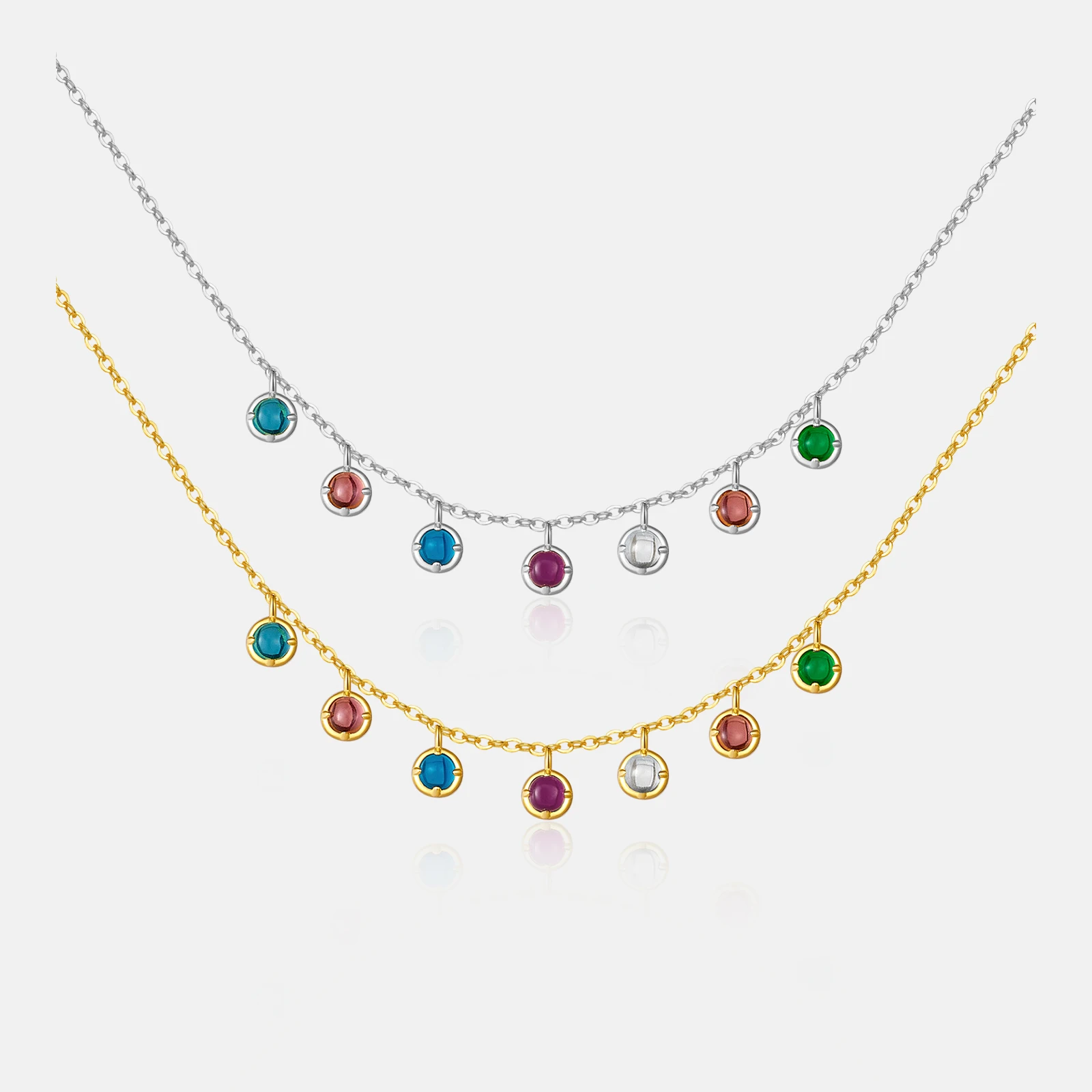 FUAMAY Dainty 925 Sterling Silver Pendant Necklace 18K Gold Plated Simple Rainbow Necklace for Girls