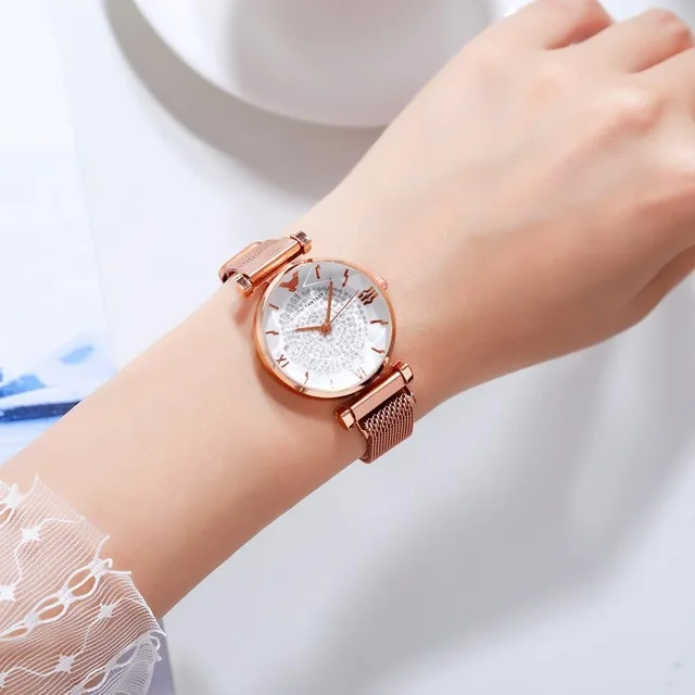 

Women Watches Top Brand Luxury 2020 Fashion Diamond Ladies Wristwatches Mesh Magnetic Rose Gold Female Quartz Watch Dropshipping, Multi colors