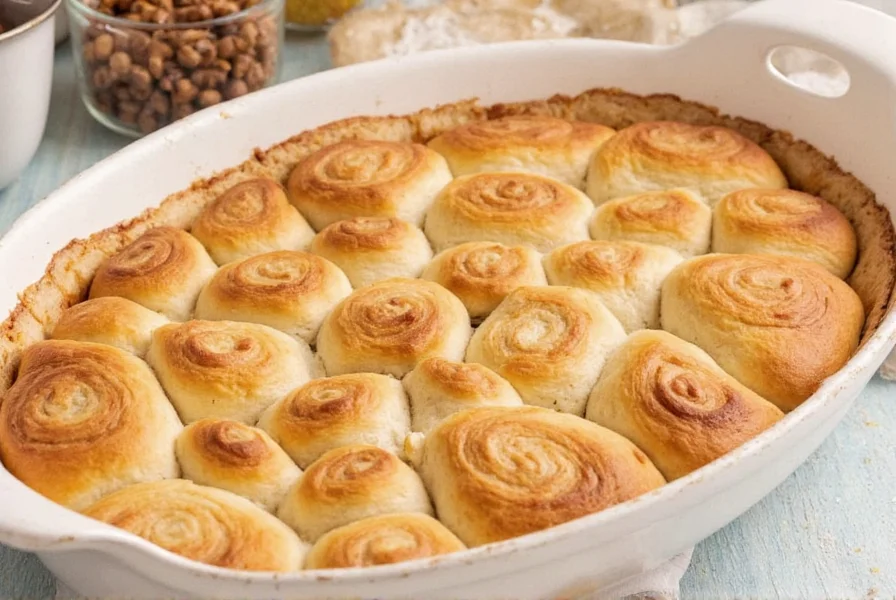 Step-by-step crescent roll cinnamon rolls preparation showing unrolled dough, cinnamon sugar filling, rolled and cut rolls before baking