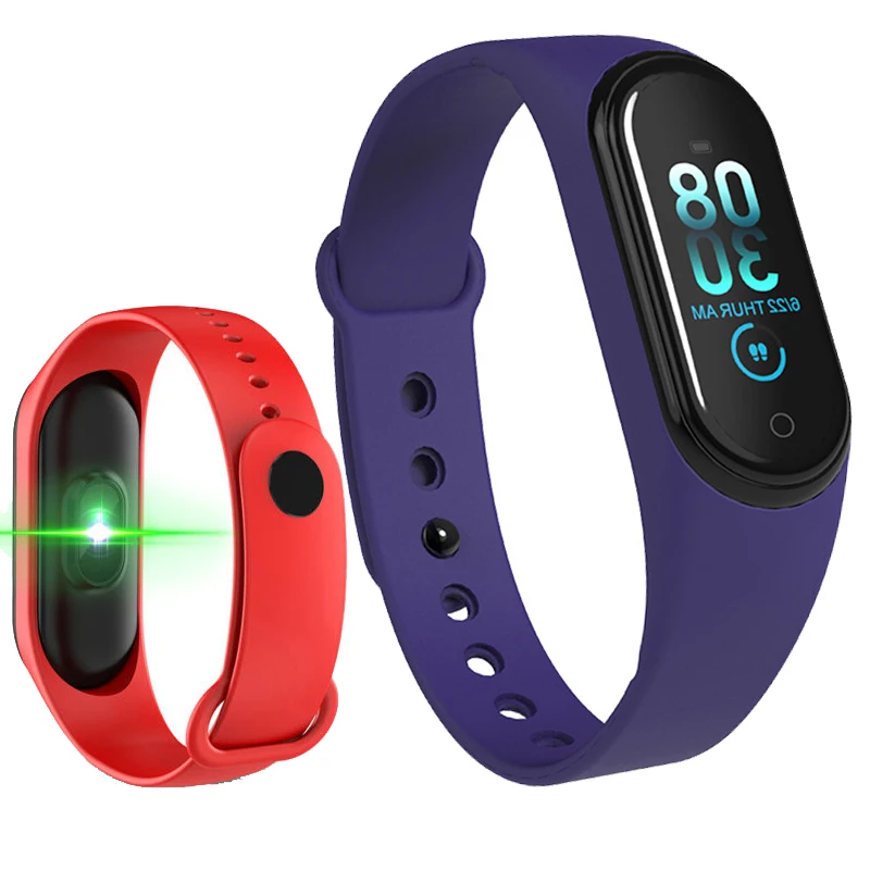 

OEM reloj inteligente M4 New Temperature Wrist Bands with Thermometer SDK Fashion Strap Smart Bracelet, Red/black/blue