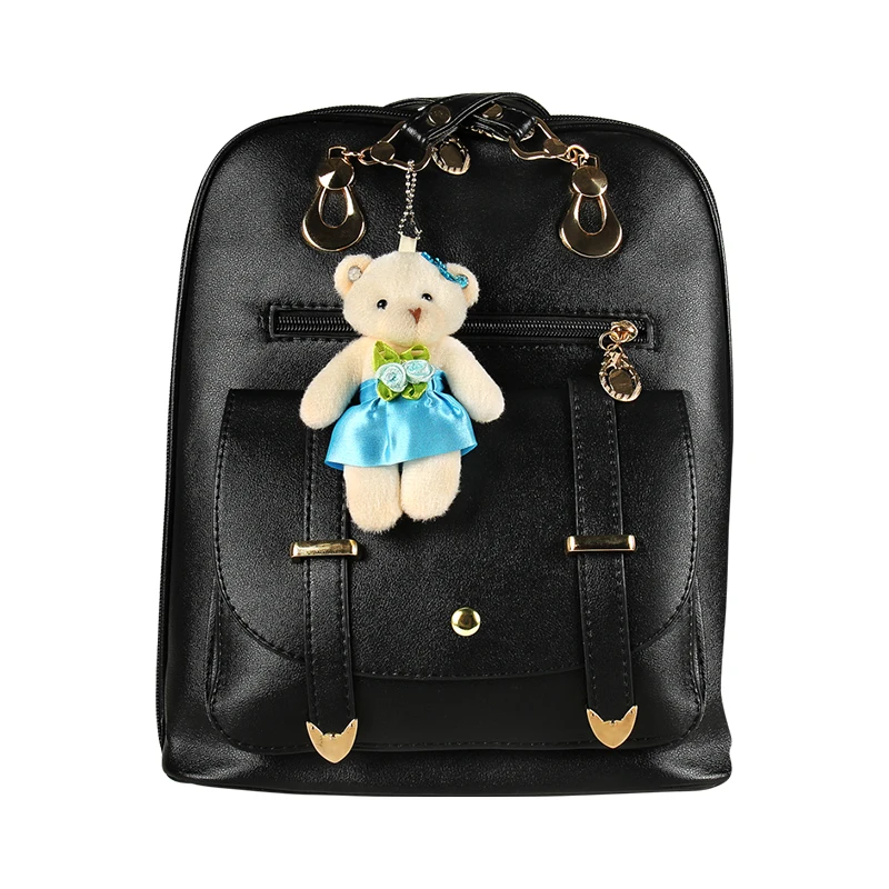 

New Mini Backpack Women Casual PU Leather Shoulder Bag For Teenage Girls Multi-Function Small Female Ladies School Backpack, Black