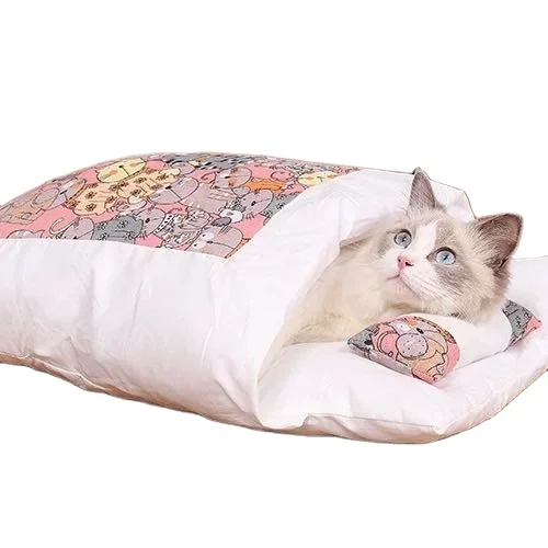 

2020 Autumn and Winter Japanese Cat Sleeping Bag Washable Cat Nest Creative Pet Bed Warm Mattress