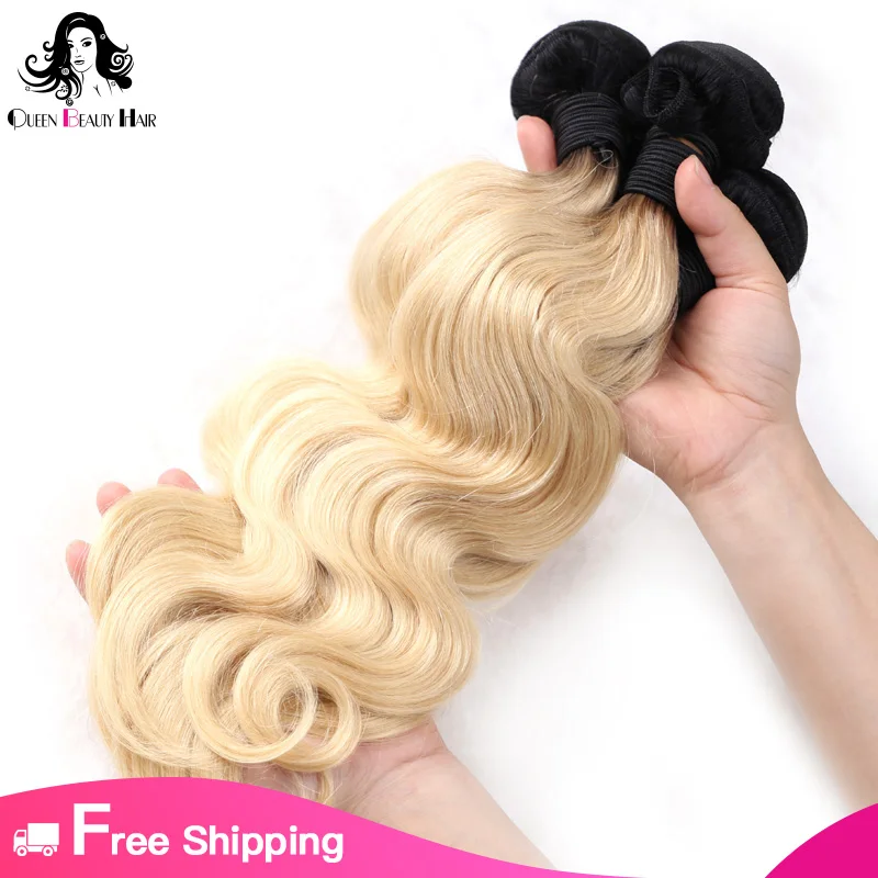 

wholesale virgin hair vendors 1b 613 ombre blonde color body wave hair bundles, 1b613