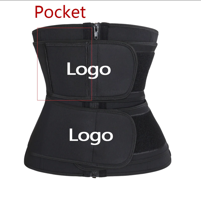 

Fajas Colombianas Custom Logo Waist Trainer with Pocket Corset, Black