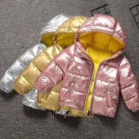 

Winter duck feather leather coat lightweight quilted packable puffer kids down jacket