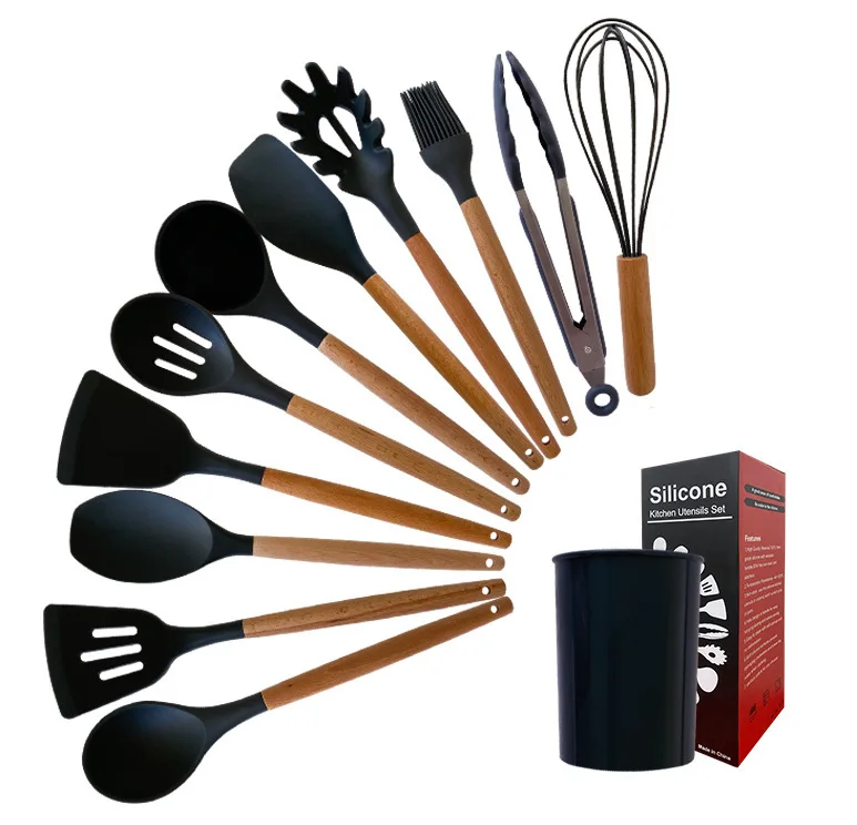

Amazon Hot Selling Silicone Kitchenware 12 Piece Set Silicone Kitchen Accessories, Customized