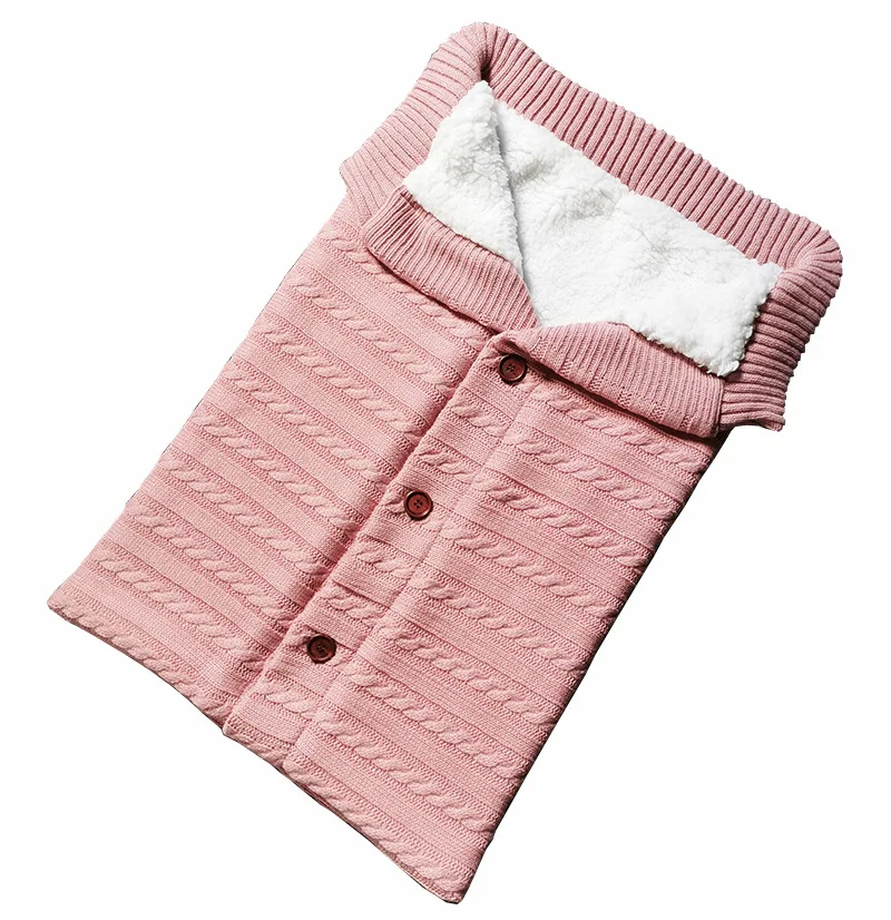 
Baby Sleeping Bag Envelope Winter Kid Sleepsack Footmuff Stroller Knitted Sleep Sack Newborn Swaddle Knit Wool Swaddle Wrap 