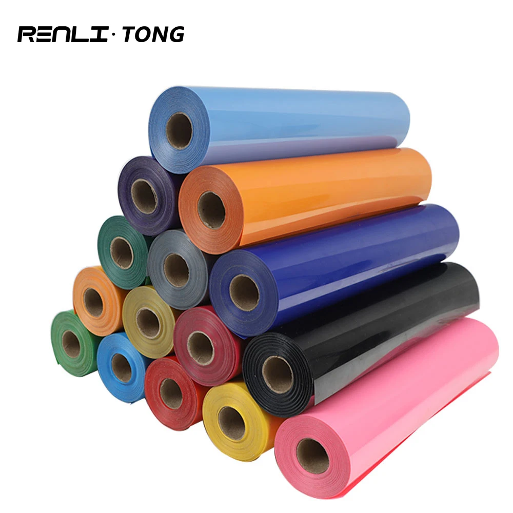 Renlitong New Design Htv Flex PVC Glossy With Sticky Heat Transfer Vinyl Hot Peeling Printing Smart Sticker Fort Shirt Fabric