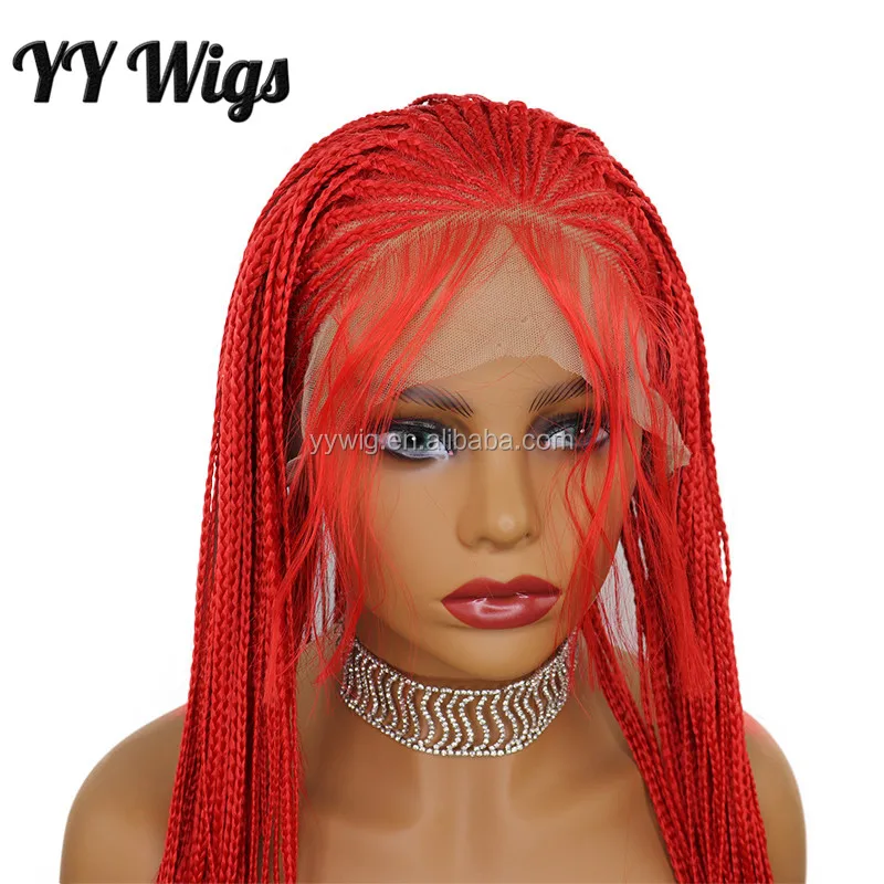 13x4 Braided Lace Front Wigs Long Light Red Braided Wigs With Baby Hair