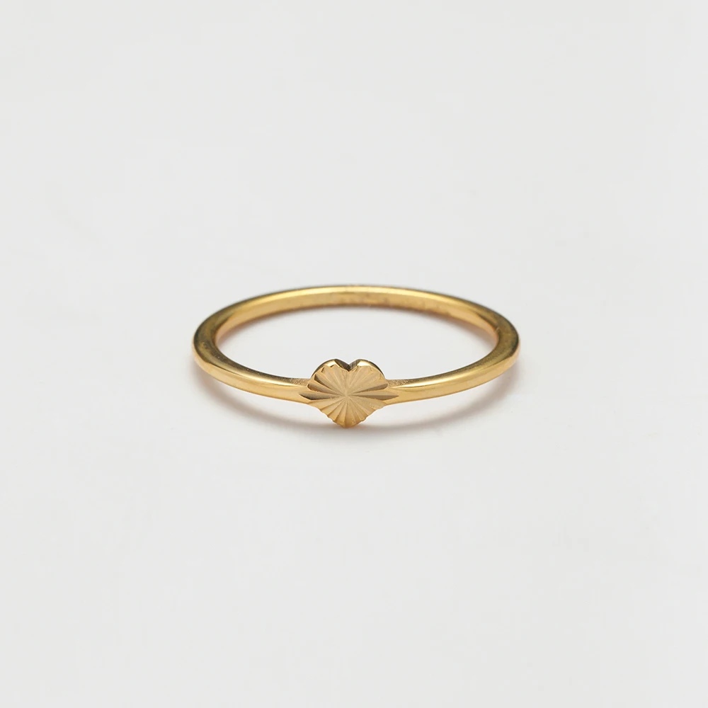 Minimalist Design 18k Gold Plated Love Ring Geometric Heart Shaped Stainless Steel Ring Non Tarnish Waterproof Jewelry YF5036