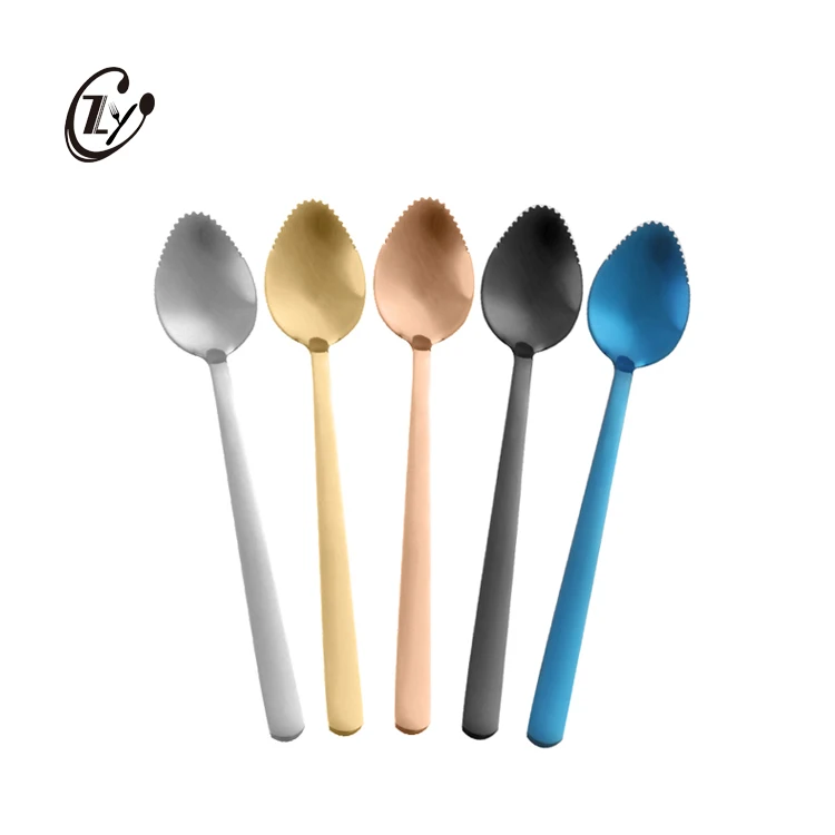 

Korean Style Creative Stainless Steel Serrated Edge Scraping Spoon Salad Serving Spoon