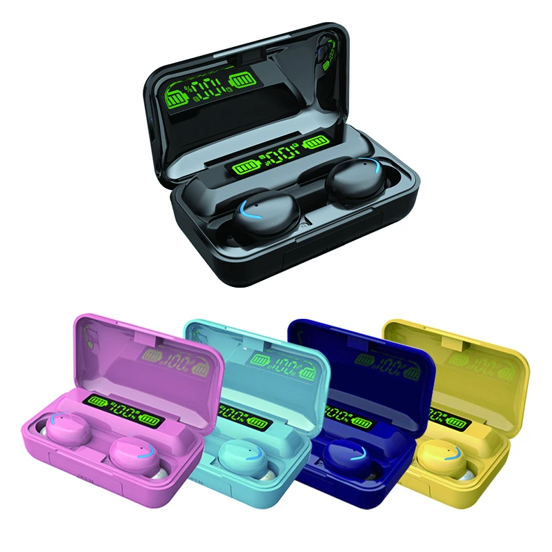

F9-5C New Earbuds Waterproof Mini Wireless Hand Free Hifi Strong Bass HD Led Display Phone Holder Earphone & Headphones