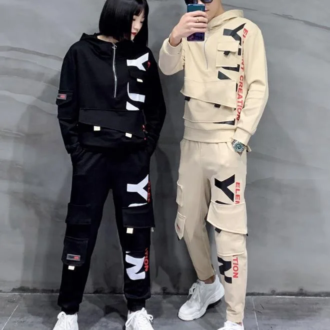 

2021 Unisex Long Sleeve Printed LOGO Casual Two-pieces Set With Hood Tracksuits