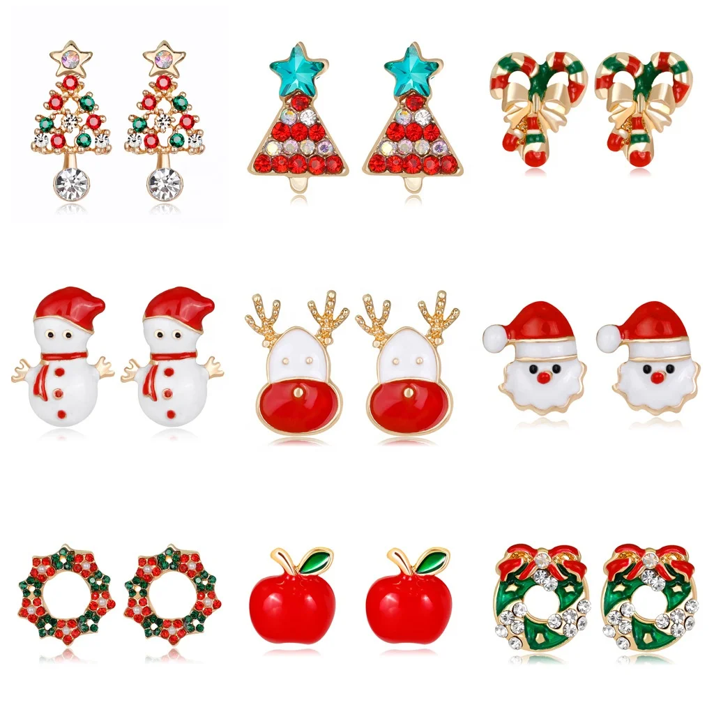 

New Christmas Tree Earrings Women Beautiful Christmas Gift Jewelry Wholesale, White/green/gold