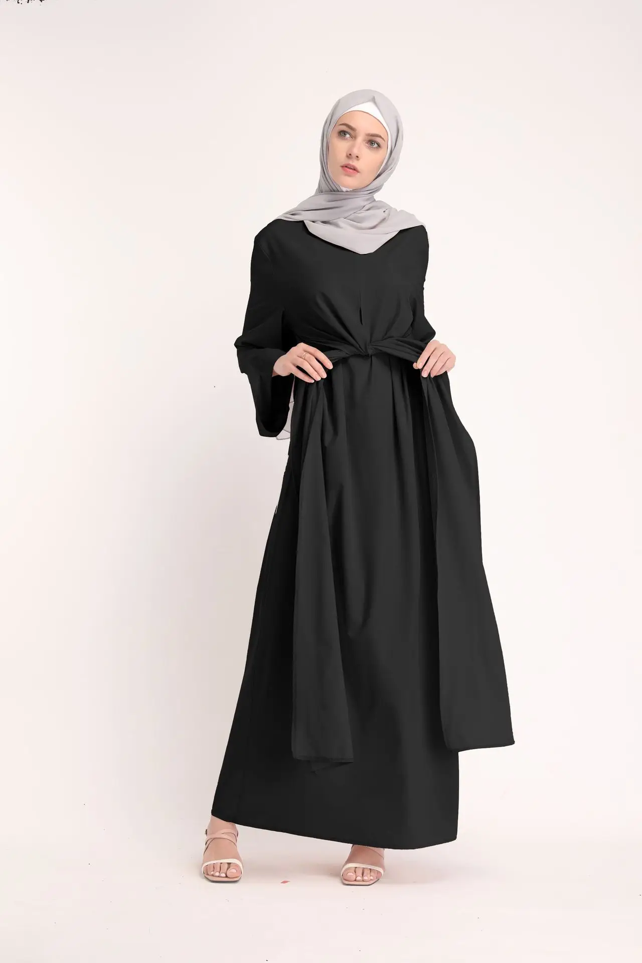 muslim denim abaya flare sleeve maxi dress cardigan long robe