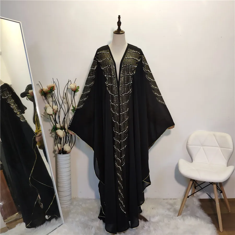 

New European Design Abayas Dubai Abaya Wholesale Muslim Dress Bats Sleeves Design Loose Abaya, Customized