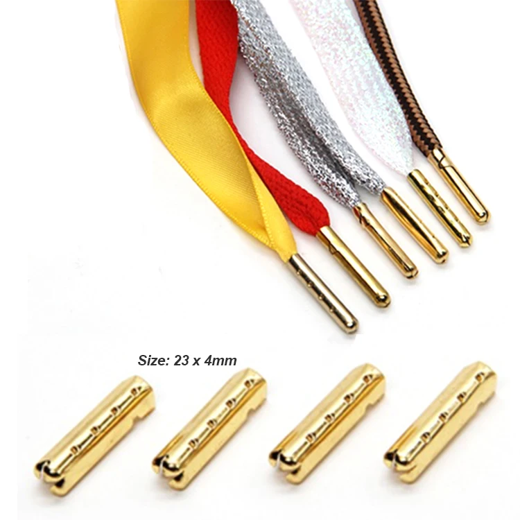 

Factory Price Shoes Accessories Expert , Wholesale 23mm Brass Metal Aglet For Hoodie , Shoelace Metal Crimp Clips, Silver/gun metal/gold/antique brass