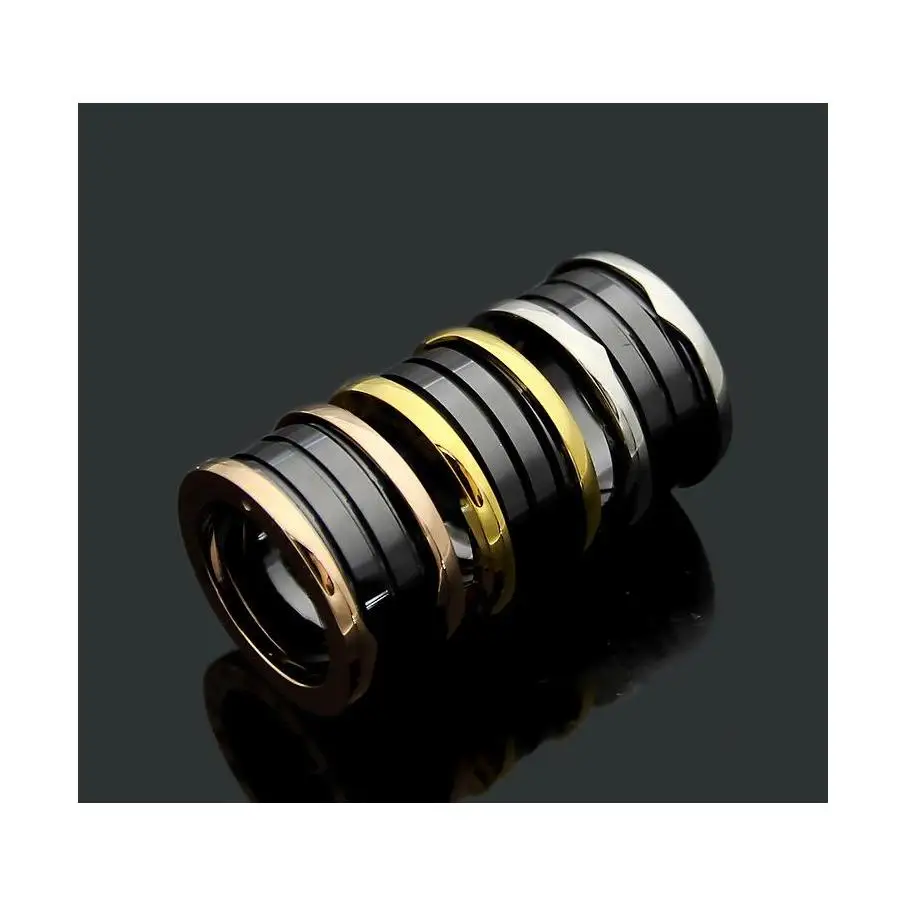 

316L Titanium Steel Ring Gold Silver Rose Gold Ring For Lovers White Black Ceramic Couple For Wedding