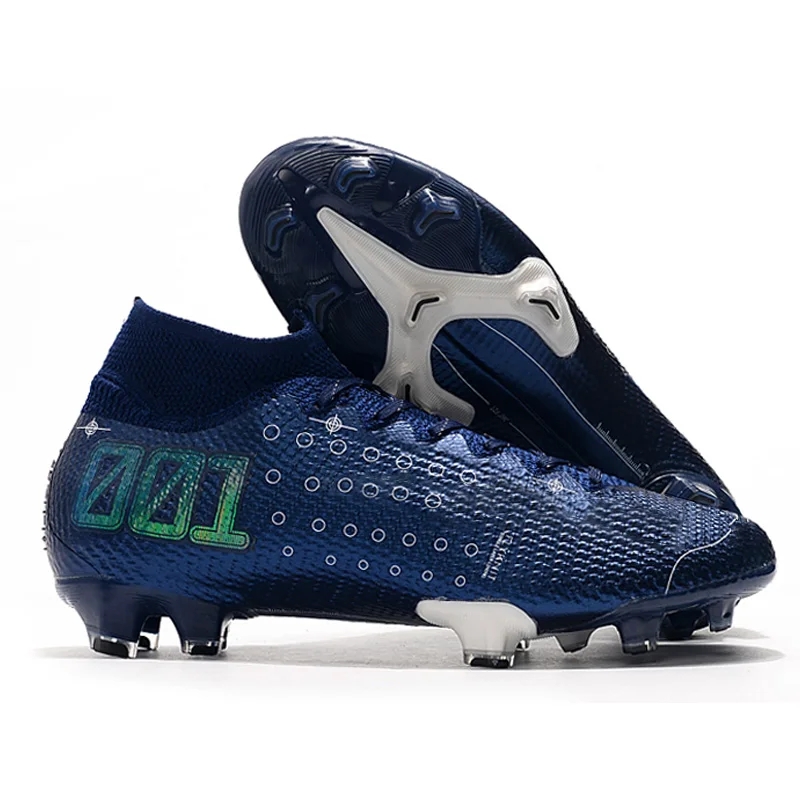 

Latest football boot Cheap football boots FG spike high top soccer shoes men sport durable soccer shoes, Blue