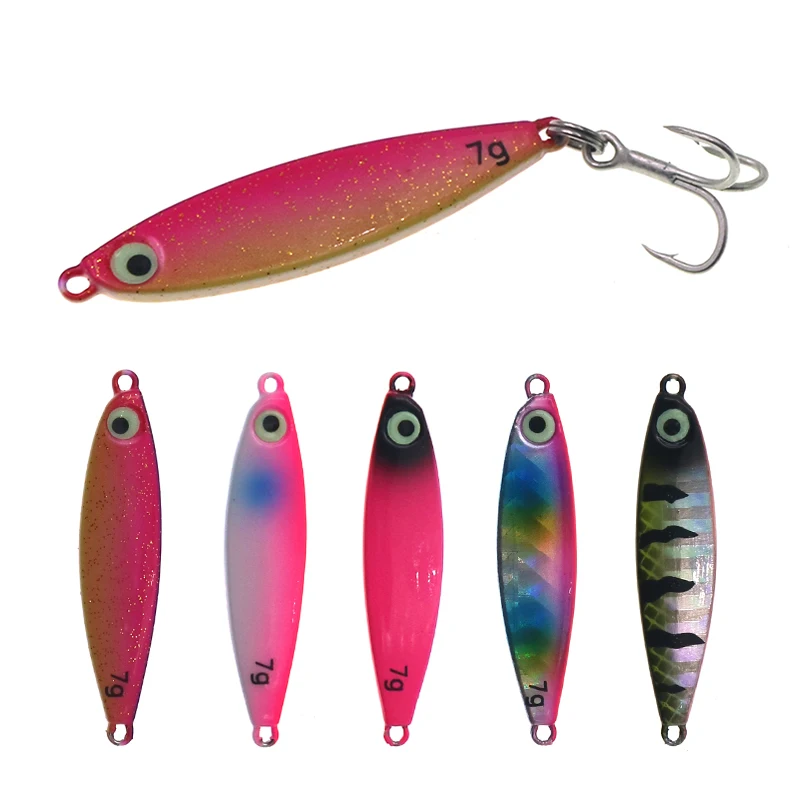 

ERRANTRY 7g Shore Micro Lead Sea Casting Jigging Spoon Hard Artificial Bait Tackle Metal Jig Fishing Lure, 5 colors