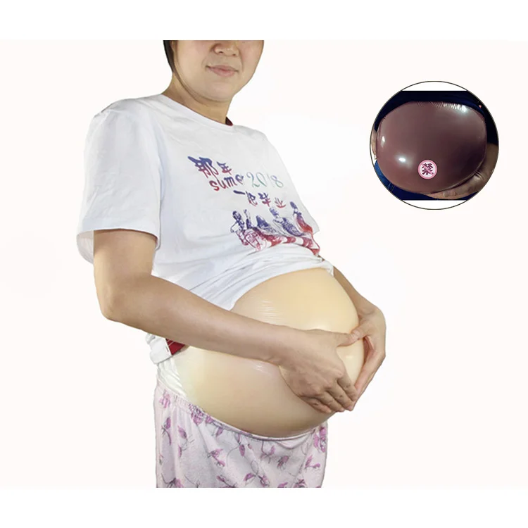 

URCHOICE Silicone fake belly Black brown color twins pregnancy belly cross-dressing women fake pregnant belly for actor props, Skin color ,black brown