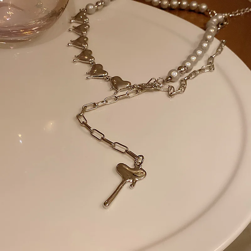 

2021 fashion trendy women pendant chain chocker pearl heart