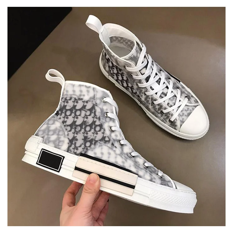 

Original Luxury brand Logo Designer shoes online zapatos de mujer b22 b23 canvas trendy shoes high top sneakers, Picture shows