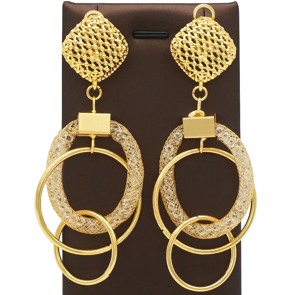 

fashion elements asymmetric earring jewelry African earrings gold statement earrings for women 18k gold plated Z482