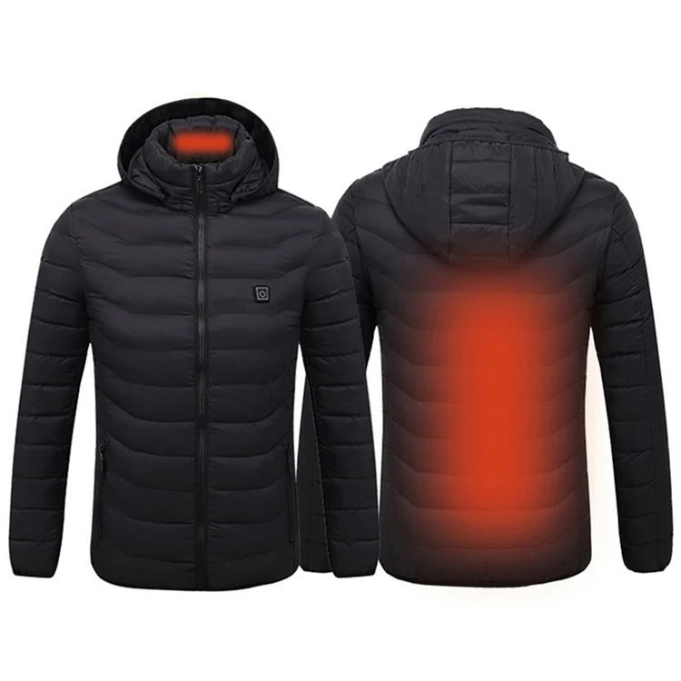 

Cotton Heated Jacket 5V Battery Power Supply Wholesale Plain Windbreaker Heating clothes Black Men Winter Jacket