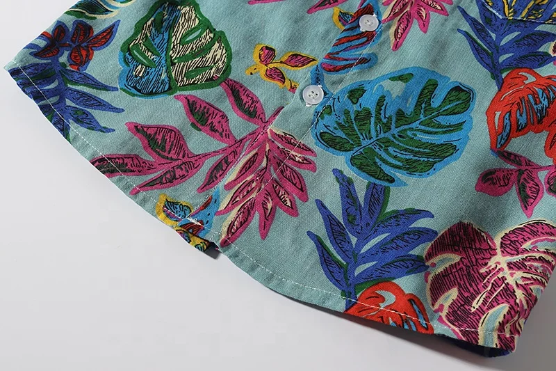 
summer shirt for kids full-print leaf boys clothes handsome refreshing boys shirts 