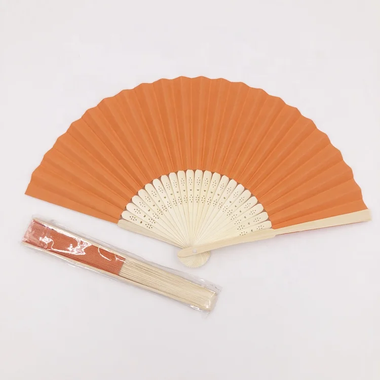 

Custom Design Printed Simple Solid Foldable Natural Bamboo Frame Paper Hand Fan