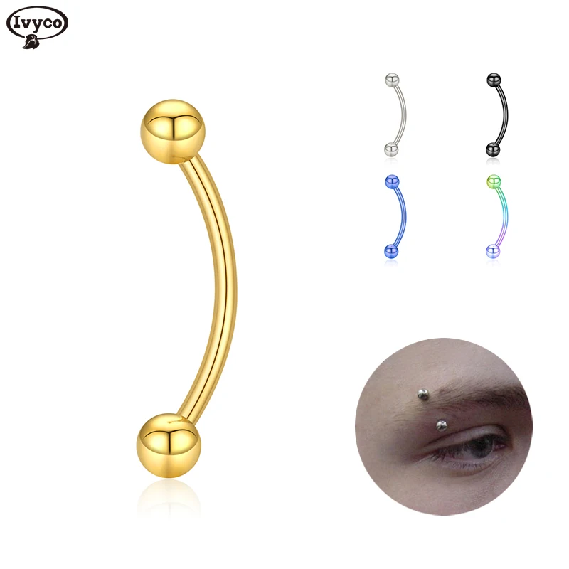 

18ga Curved Barbell Eyebrow Ring 316L Surgical Steel Piercing Jewelry